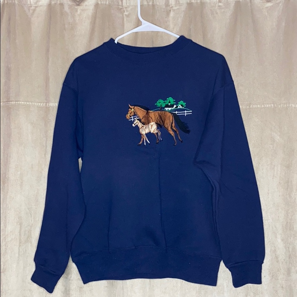 Vintage horse themed navy crewneck